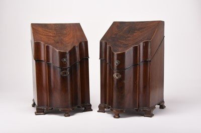 Lot 37 - A pair of George III mahogany knife boxes