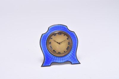 Lot 102 - A silver and guilloche enamelled clock retailed by Harrods