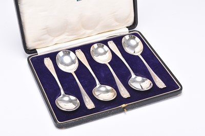 Lot 41 - A cased set of six silver spoons