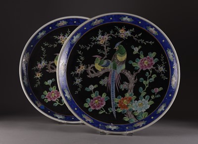 Lot 67 - Two Japanese porcelain chargers, early 20th century