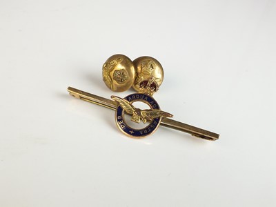 Lot 175 - A yellow metal and enamel RAF sweetheart brooch