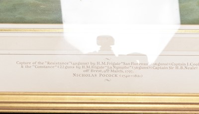 Lot 8 - Nicholas Pocock (1740-1821) The Capture of the 'Resistance' by H.M. Frigates