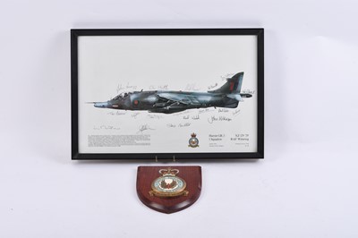 Lot 184 - RAF 1 Fighter Squadron signed print and mess plaque
