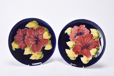 Lot 63 - A pair of limited edition Moorcroft 'Hibiscus' plates