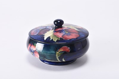 Lot 66 - Large Moorcroft 'Pansy' circular powder bowl and cover, circa 1960s/70s