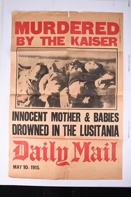 Lot 204 - WW1 Daily Mail poster - Sinking of the Lusitania