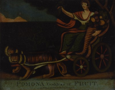 Lot 155 - Two early 19th Century Reverse Glass Pictures of Goddesses Pomona and Flora