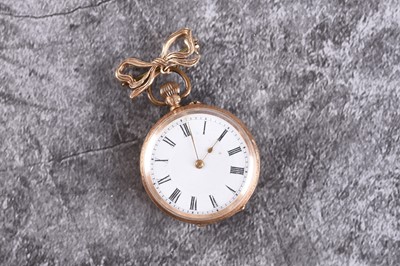 Lot 366 - A lady's 14ct gold open face fob watch