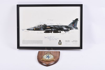 Lot 185 - RAF 54 Squadron signed print and mess plaque
