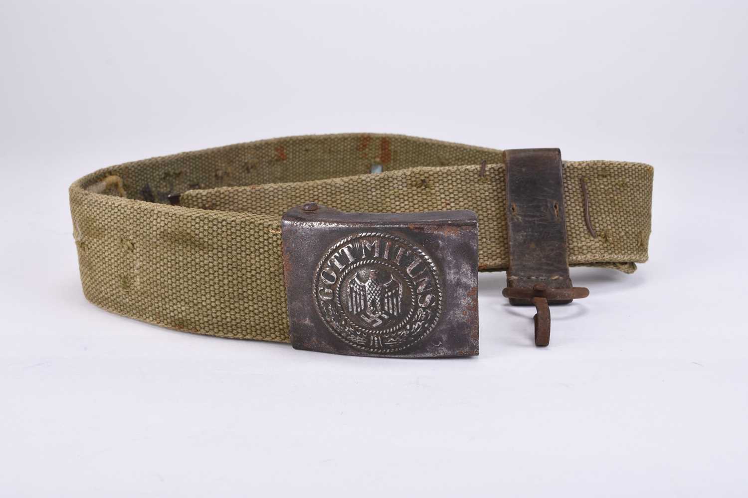 Lot 123 - WW2 German Army belt buckle with Afrikakorps tropical belt