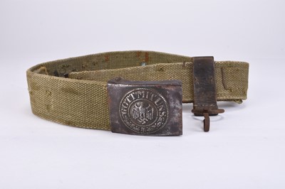 Lot 123 - WW2 German Army belt buckle with Afrikakorps tropical belt