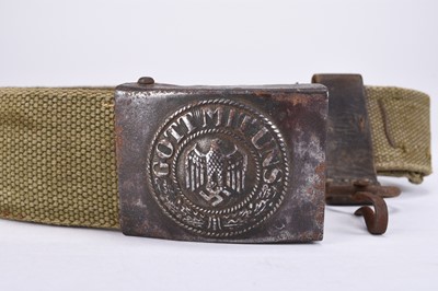 Lot 123 - WW2 German Army belt buckle with Afrikakorps tropical belt