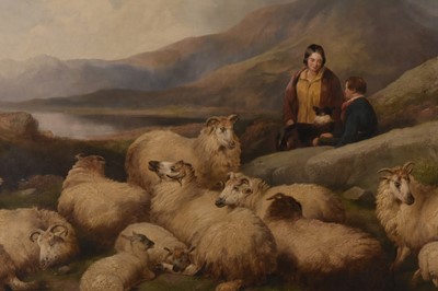 Lot 20 - Richard Ansdell (1815-1885) A Flock of Sheep Resting on a Hillside