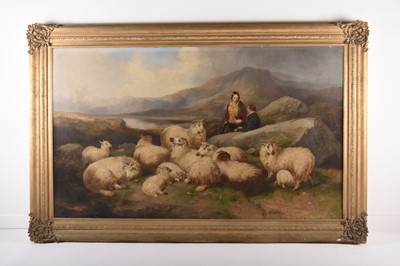Lot 20 - Richard Ansdell (1815-1885) A Flock of Sheep Resting on a Hillside