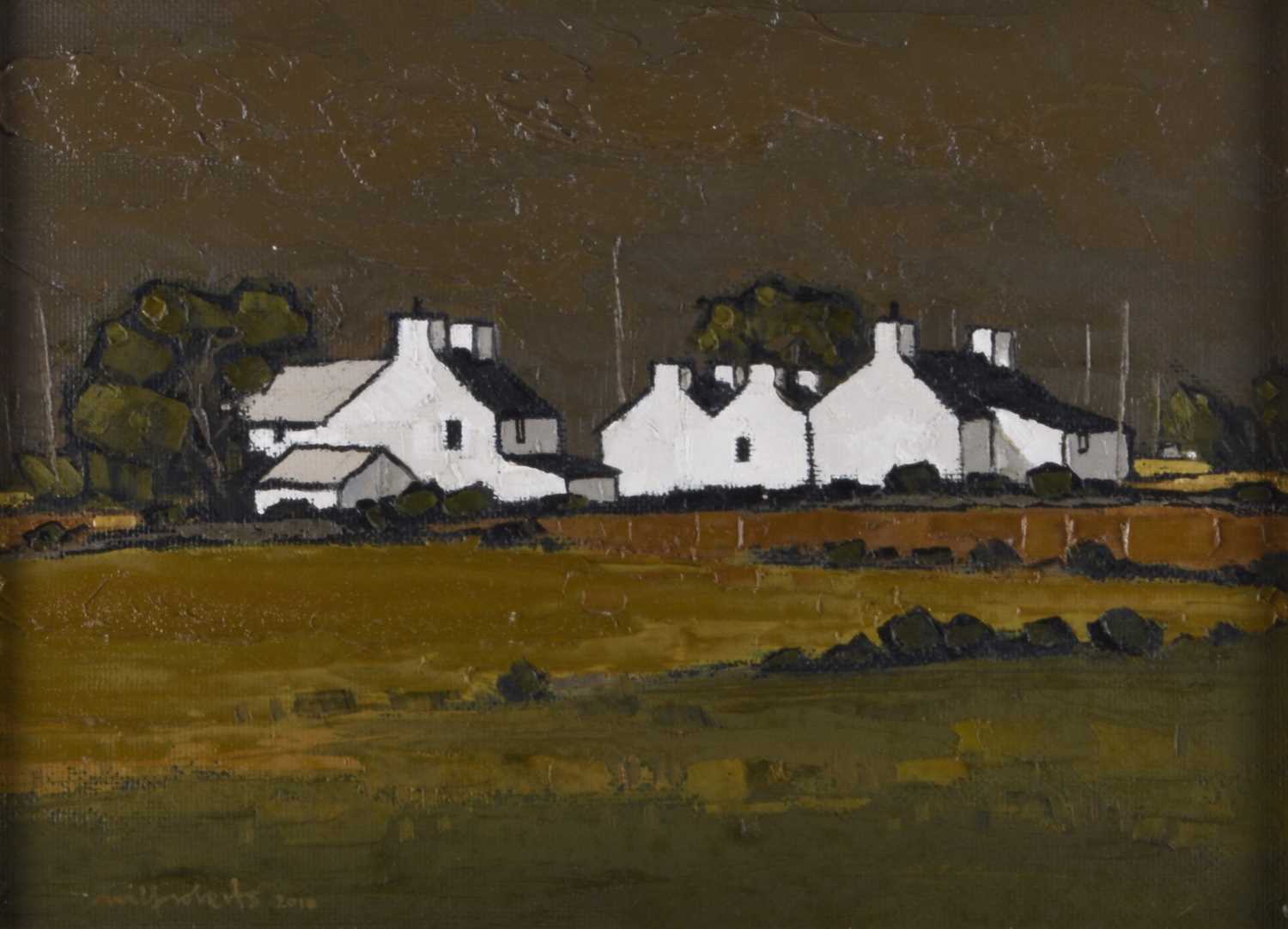 Lot 14 - Wilf Roberts (Welsh 1941-2016) Tai yng Ngharmel / Houses at Carmel