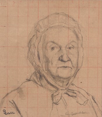 Lot 126 - Maximilien Luce (French, 1858-1941) Sketch of an elderly woman in bonnet