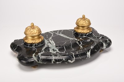 Lot 36 - A marble and gilt metal desk standish, late 19th century
