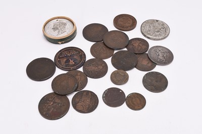 Lot 143 - A collection of copper and white metal tokens and commemorative medals comprising