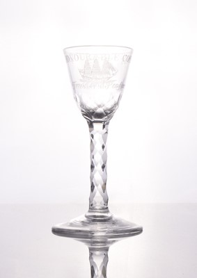 Lot 3 - An Honourable (English East India) Company small wine or cordial facet-stem glass, circa 1775-85