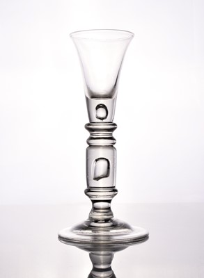 Lot A rare and large cylinder-knopped wine baluster glass, circa 1720