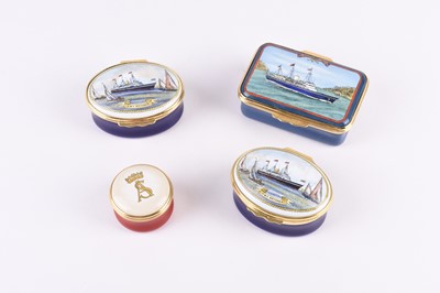 Lot 94 - Three Halcyon Days enamel Royal Yacht Britannia boxes and one other