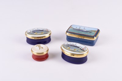 Lot 94 - Three Halcyon Days enamel Royal Yacht Britannia boxes and one other