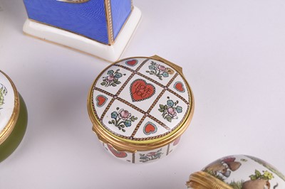 Lot 95 - A collection of enamel, porcelain and one silver box