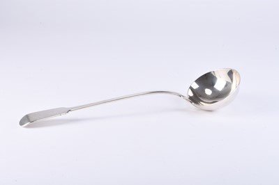 Lot 19 - A Victorian Fiddle pattern silver soup ladle