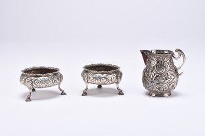 Lot 110 - A pair of George III silver salts and a silver jug