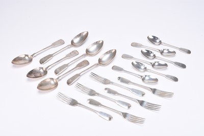 Lot 65 - A collection of Fiddle pattern silver flatware