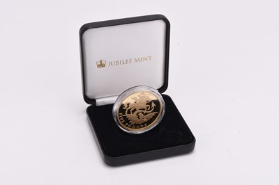 Lot 274 - Jubilee Mint - Tristan Da Cunha, 22ct gold proof "St George and the Dragon" £5 coin