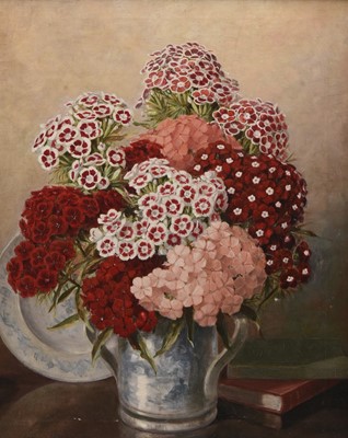 Lot 408 - John McPherson (20th Century) Still Life Study of Sweet Williams and Hydrangea Flowers in a Vase
