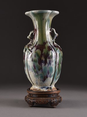Lot 110 - A Chinese copper oxide glazed earthenware vase, Qing Dynasty