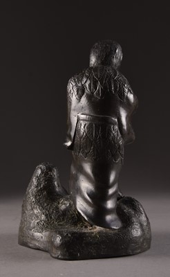 Lot 203 - A Japanese bronze figure of an oni with a toad, Meiji era