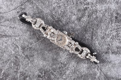 Lot 353 - A lady's Art Deco diamond set wristwatch