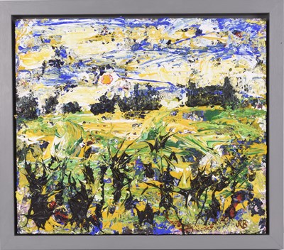 Lot 70 - John Roger Bradley (British Contemporary) Village with Fields