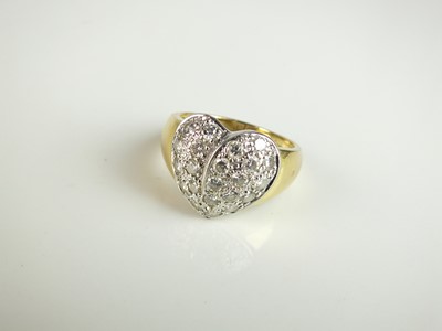 Lot 213 - An 18ct gold pave diamond heart shaped ring