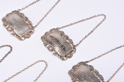 Lot 84 - Seven silver decanter labels