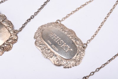 Lot 84 - Seven silver decanter labels
