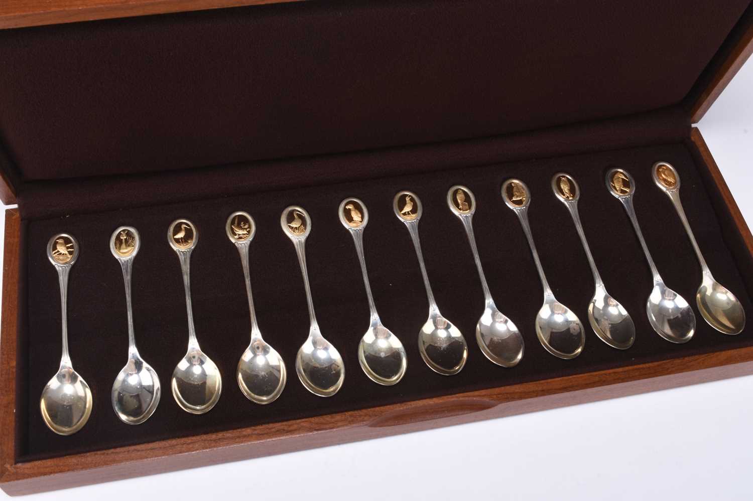 Lot 114 - A cased set of commemorative silver spoons for The Royal Society for the Protection of Birds