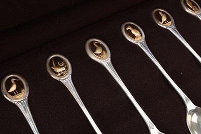Lot 114 - A cased set of commemorative silver spoons for The Royal Society for the Protection of Birds
