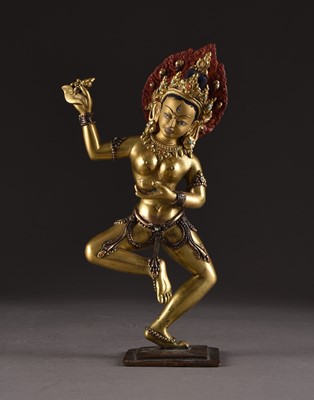 Lot 160 - A Tibetan gilt bronze figure of a Dakini, 20th century