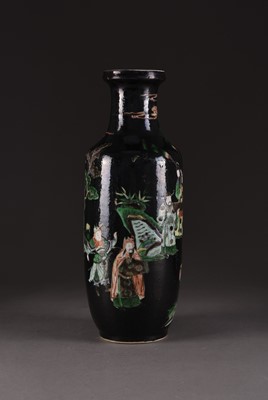 Lot 63 - A Chinese famille noir rouleau vase, 19th century