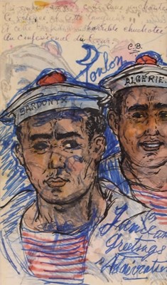 Lot 82 - Stephen James Napier Tennant ( British 1906-1987) Sailors double sided drawing