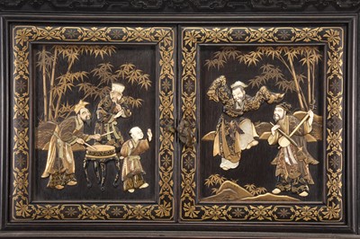 Lot 218 - An exceptional Japanese Shibayama inlaid rosewood cabinet, Meiji era