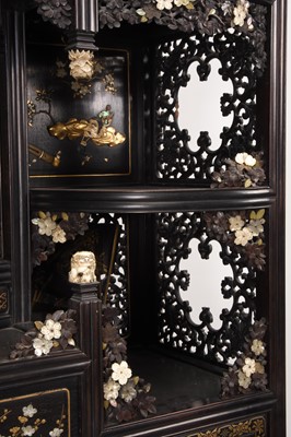 Lot 218 - An exceptional Japanese Shibayama inlaid rosewood cabinet, Meiji era