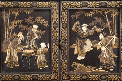 Lot 218 - An exceptional Japanese Shibayama inlaid rosewood cabinet, Meiji era