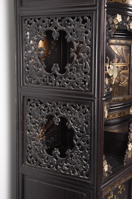 Lot 218 - An exceptional Japanese Shibayama inlaid rosewood cabinet, Meiji era