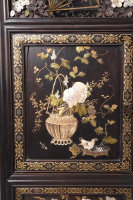 Lot 218 - An exceptional Japanese Shibayama inlaid rosewood cabinet, Meiji era