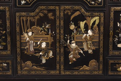Lot 218 - An exceptional Japanese Shibayama inlaid rosewood cabinet, Meiji era